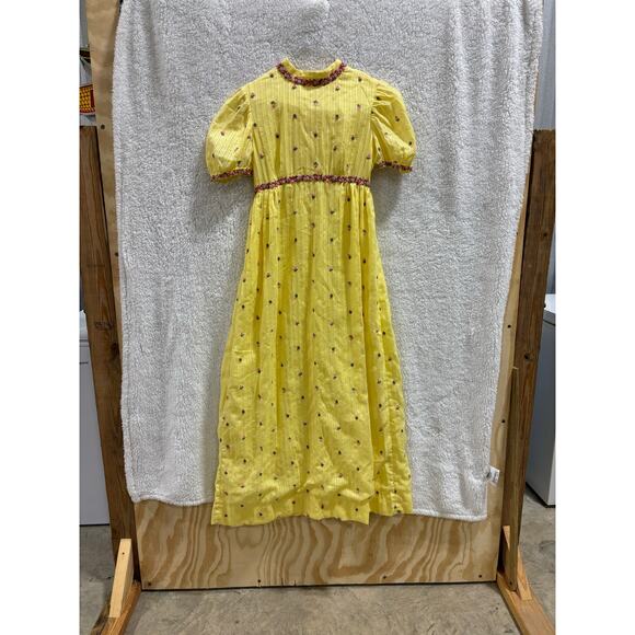 Vintage style Yellow Cottagecore Prairie Maxi no sz tag Bridgerton Girlycore - Picture 10 of 10